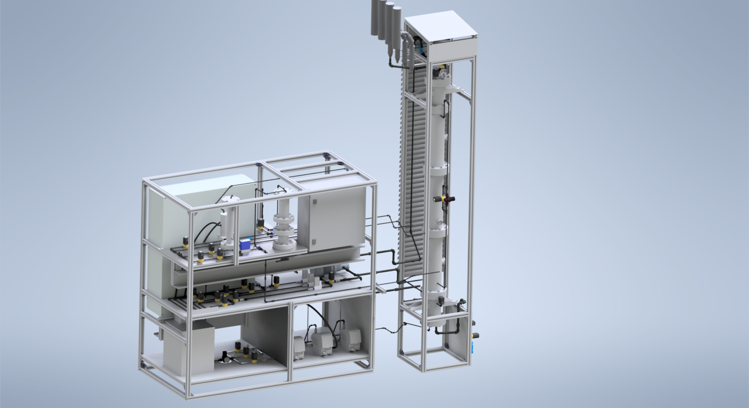CAD model of the methanation process section, viewed from the rear left